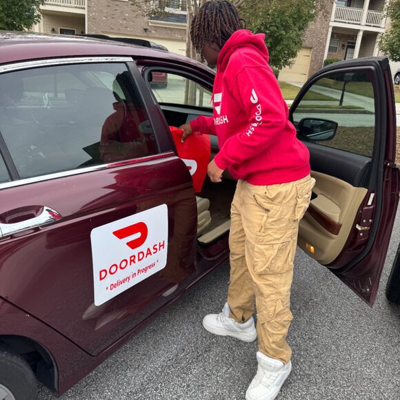 2 (TWO) Reflective DoorDash Car Magnets - Removable Decals - Delivery Door Dash - Picture 8 of 13